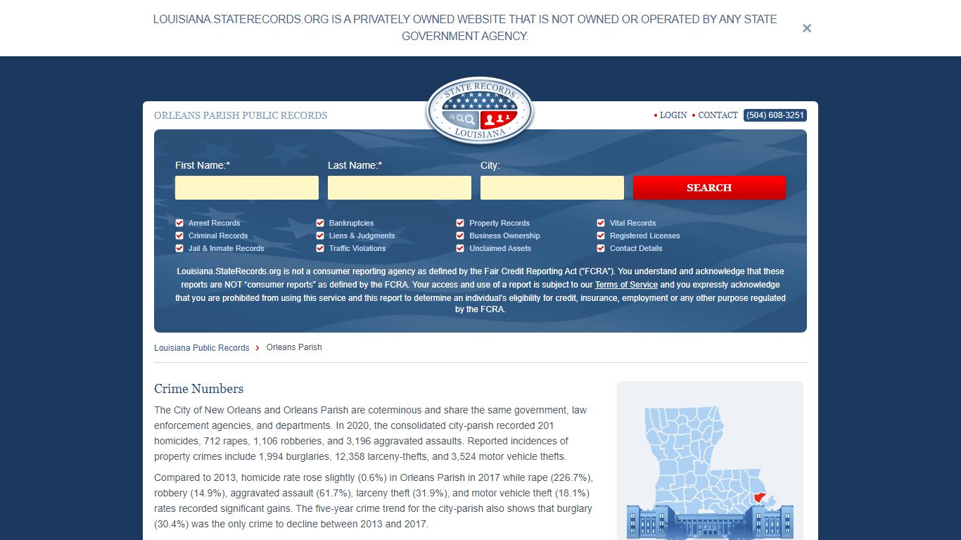 Orleans Parish Arrest, Court, and Public Records | StateRecords.org